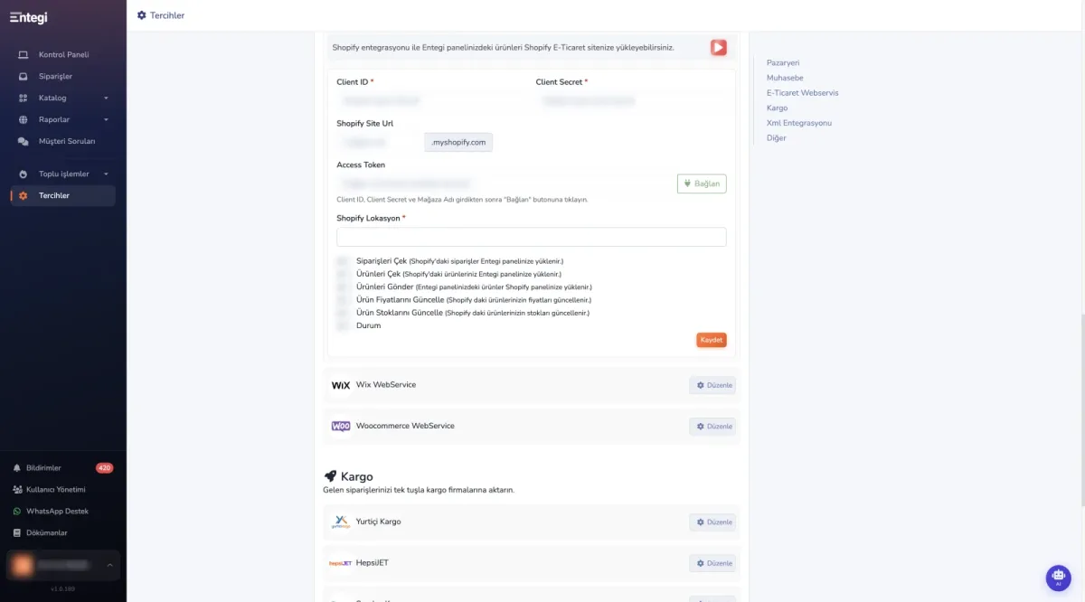 Shopify Ayarları