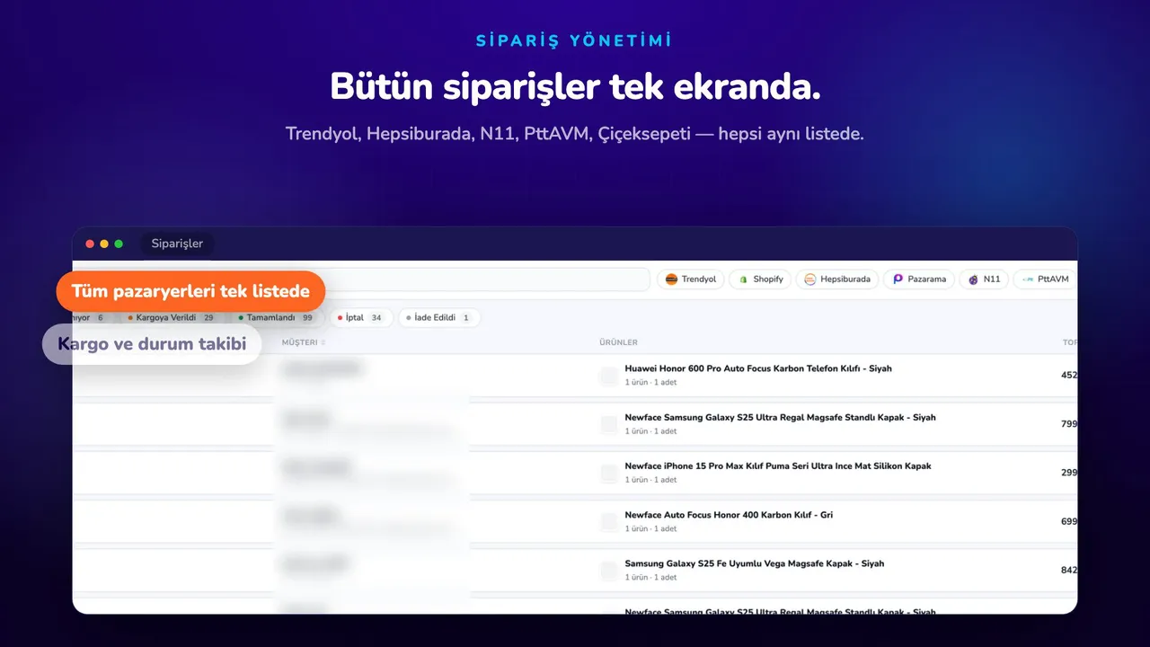 Entegi tanıtım videosu — tek panel, bütün pazaryerleri
